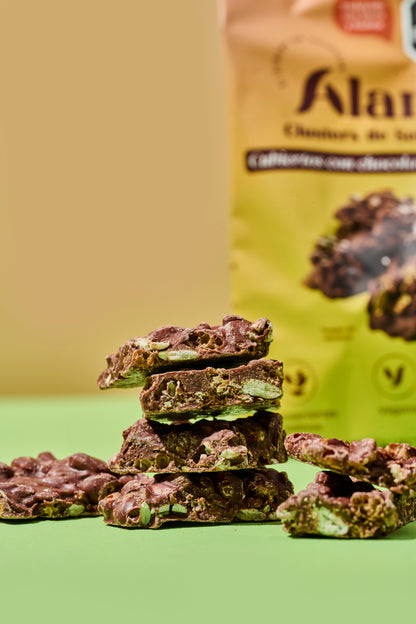 Caja de clusters de semillas con chocolate sin azúcar snack vegano Alara Colombia